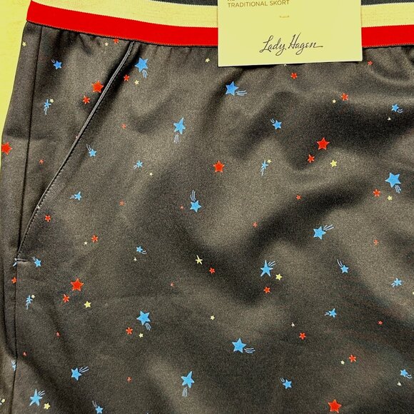 Lady Hagen Golf Skort Womens Sz XL UPF 50 Patriotic Stars Pull On Skirt NWT - Picture 11 of 13